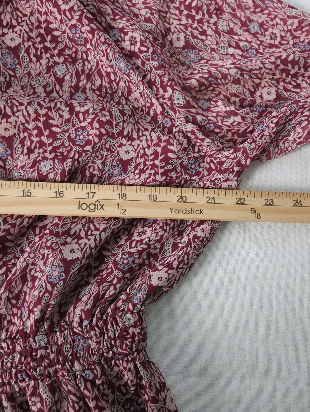 Ann Taylor Factory Burgundy Moody Floral Midi Dress XL Smocked Waist Garden - Picture 6 of 7